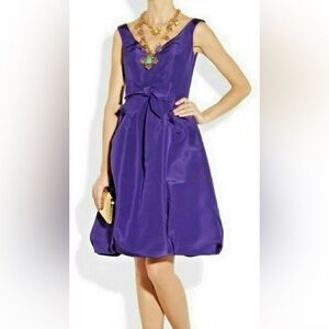 Oscar De La Renta 100% Silk Purple Dress With Bow